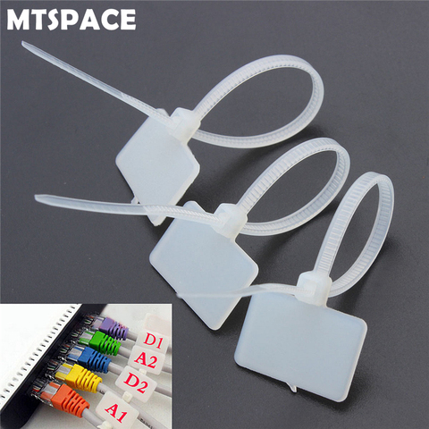 MTSPACE 100Pcs Zip Ties Write Wire Power Cable Label Mark Tag Nylon Self-Locking Tie Network Cable Marker Cord Wire Strap Zip ► Photo 1/6