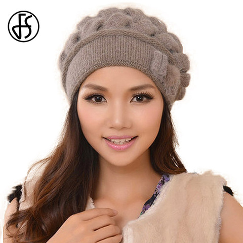 FS Fashion Rabbit Wool Women Caps Thermal Warm Skullies Double Layer Knitted Winter Hat Ear Protect Beanies Gorra Hats Invierno ► Photo 1/6