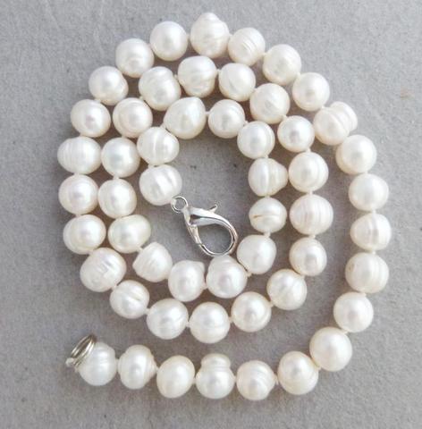 9-10MM special sales of natural (thread) freshwater pearl necklace 18 inches ► Photo 1/6
