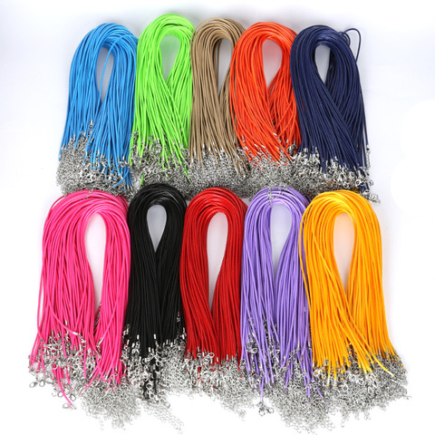 10Pcs 1.5mm 2mm Cotton Waxed Cord Adjustable Braided Rope String Necklace Chain with Lobster Clasp DIY Jewelry Making Findings ► Photo 1/6