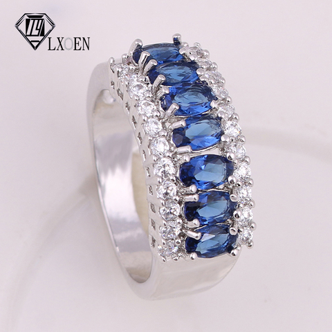 LXOEN Blue CZ Wedding Rings For Women AAA+ Cubic Zircon Engagement Ring Fashion Jewelry Gift anillos bague anel feminino ► Photo 1/6