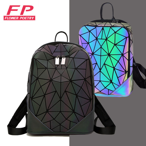 Fashion Women Backpack Mochila Geometric Luminous Backpacks Bagpack Girls Noctilucent Travel Shoulder Bags For School Back Pack ► Photo 1/6