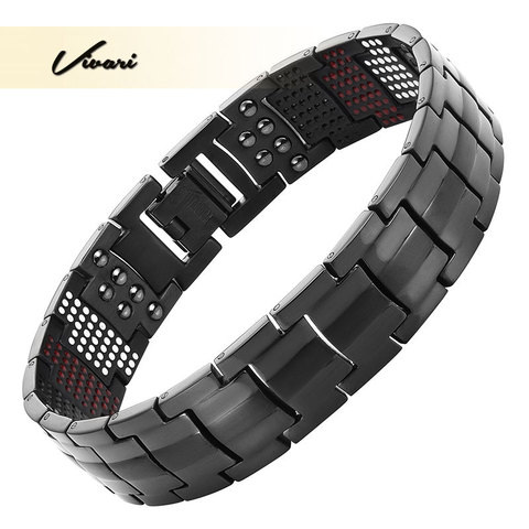 Vivari Magnetic Black Titanium Bracelet Men Bangle 4in1 -ve Ions Germanium Far Infra Red Fashion Charm Bracelets jewelry Wrist ► Photo 1/6