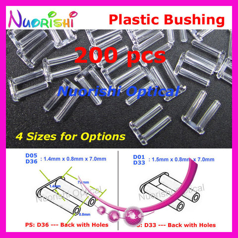 200pcs 1.4 or 1.5x0.8x7.0mm Plastic Double Bushing Back With or Without Holes Silhouette Pin Rimless Glasses Accssories P4040 ► Photo 1/2