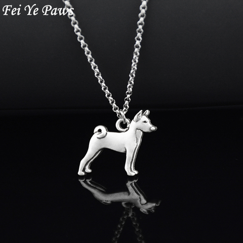 Vintage Silver Color Boho Basenji Dog Charm Pendant Necklace Women Men Stainless Steel Long Chain Couple Necklace Jewelry Choker ► Photo 1/6