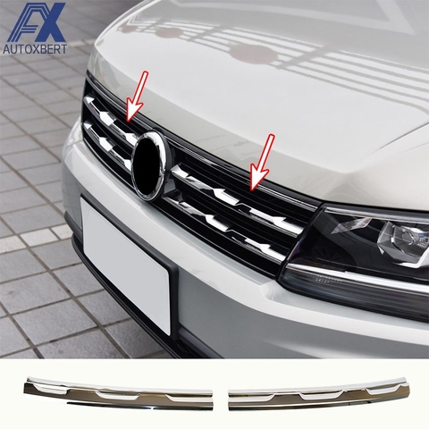 2pcs Front Hood Grille Grill Mesh Sticker Lid Refit Molding Style Garnish For VW TIGUAN mk2 Europe Version 2016 2017 2022 19 20 ► Photo 1/6