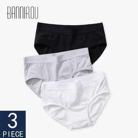 BANNIROU Woman Panties Cotton Briefs Breathable Antibacterial Female Panties Brand Quality New Briefs Underwear For Women 3 Pcs ► Photo 1/6