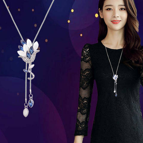 2022 New Flower Tassel Long Necklace Temperament Women Pendant Dress Accessories Sweater Necklace Korean Jewelry ► Photo 1/6