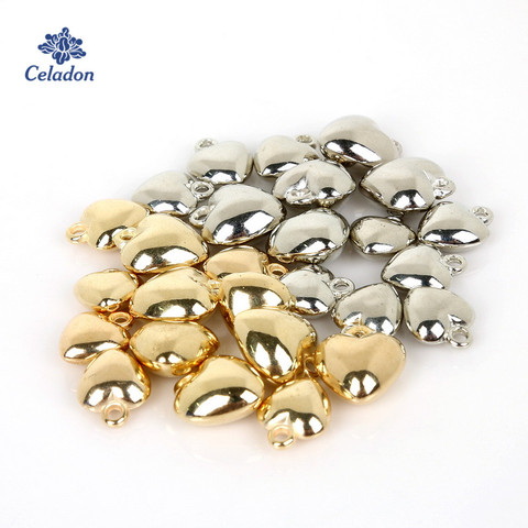 30-50pcs/lot Rhodium/Gold Color Heart CCB Plastic Beads DIY Charms Pendants for Bracelet Necklace DIY Jewelry Findings ► Photo 1/6