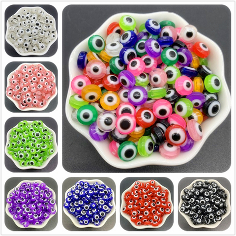 50pcs 8mm Resin Spacer Beads Oval Evil Eye Beads Stripe Spacer Beads For Jewelry Making DIY Bracelet Necklace Gifts For Women ► Photo 1/6