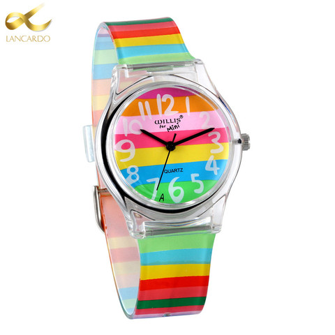 LANCARDO Rainbow Quartz Watch Women Ladies Christmas Brand Luxury Girl Silicone Wrist Watch Clock Montre Femme Relogio Feminino ► Photo 1/6