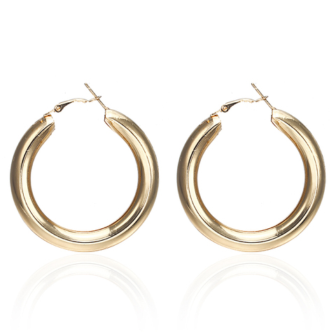 E0149  Simple Trendy Gold Sliver Color Geometric Big Round Circle Earrings For Women Fashion Large Hollow Drop Earrings Jewelry ► Photo 1/6