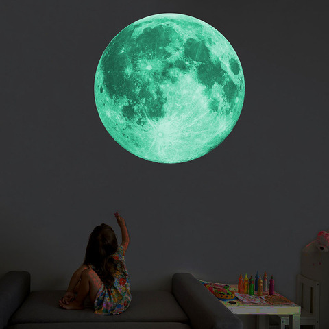 8/12/20/30cm Energy Storage Fluorescent Glow In the dark DIY 3D Moon Earth Wall Stickers for Kids Rooms Decor Home decoration ► Photo 1/6