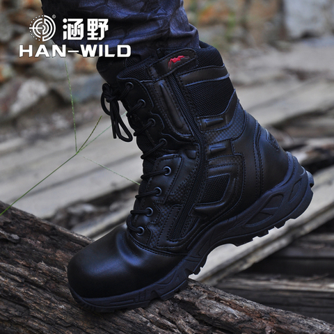 Mens Military Army Boot Genuine Leather Vintage Lace Up Waterproof Safety Shoes Black Desert Combat Tactical Ankle Boots Men ► Photo 1/6