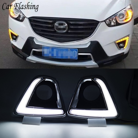 Car flashing 2PCS 12V led car drl daytime running lights with fog lamp hole for Mazda cx-5 cx5 cx 5 2012 2013 2014 2015 2016 ► Photo 1/6