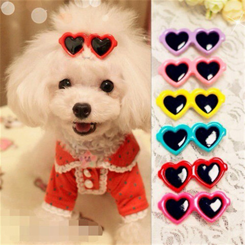 New Pet Lovely Heart Sunglasses Hairpins Pet Dog Bows Hair Clips for Puppy Dogs Cat Yorkie Teddy Pet Hair Decor Pet Supplies 1pc ► Photo 1/6