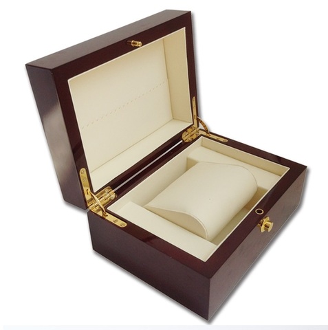 Large Size Wood Lacquered Glossy Single Watch Box With White PU Leather Cushion ► Photo 1/6