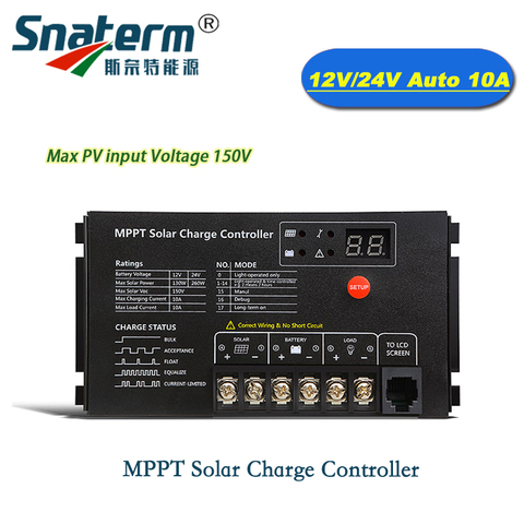 High Quality MPPT 10A 12V 24V Solar Charge Controller Waterproof 10A MPPT Solar cells Panels Battery Regulator battery chargers ► Photo 1/1