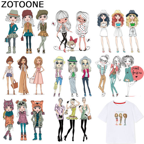 ZOTOONE Fashion Girls Patches Stickers for Kids Iron on Transfers for Clothes T-shirt Heat Transfer DIY Accessory Appliques F1 ► Photo 1/6