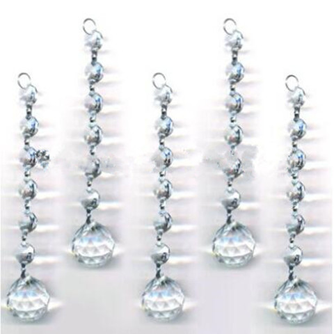 20 Chains Clear Crystal Beads Chains+Glass Hanging Prism Ball For Wedding Home Christmas Tree Decoration ► Photo 1/1