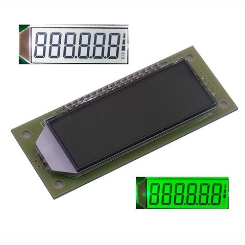 LCD Module 2.4 inch 6-Digit 7 Segment LCD Display Module HT1621 LCD Driver IC with Decimal Point White Backlight Green color ► Photo 1/4