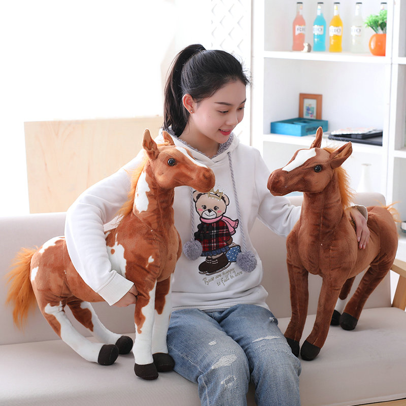 Simulation Animal Horse Plush Toy Stuffed Soft Prone Horse Doll Birthday Gifts 