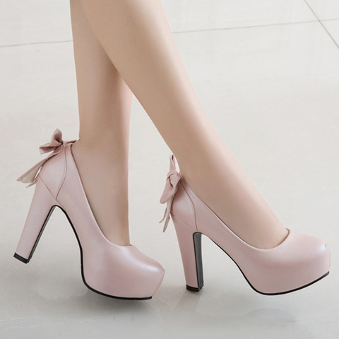 SARAIRIS Top Quality 2022 BIG Size 50 Elegant Platform Women Shoes Woman Fashion Sweet Bow High Heels Party Wedding Pumps ► Photo 1/6
