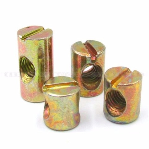 10pcs M4 M5 M6 M8 Barrel Bolts Cross Dowel Slotted fittings for Beds Crib Chairs Horizontal hole nut hammer embedded nut ► Photo 1/3