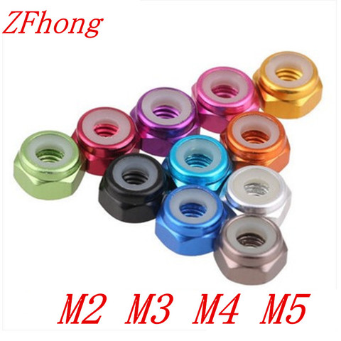 10pcs m2 m3 m4 m5  Anodized Multi-color Colourful Aluminum Alloy Nylon Lock Nut ► Photo 1/1