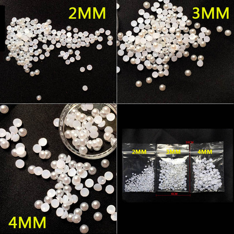 DIY 2MM,3MM,4MM white high quality flat plastic pearl semicircle phone accessories nail decoration beauty art ► Photo 1/2