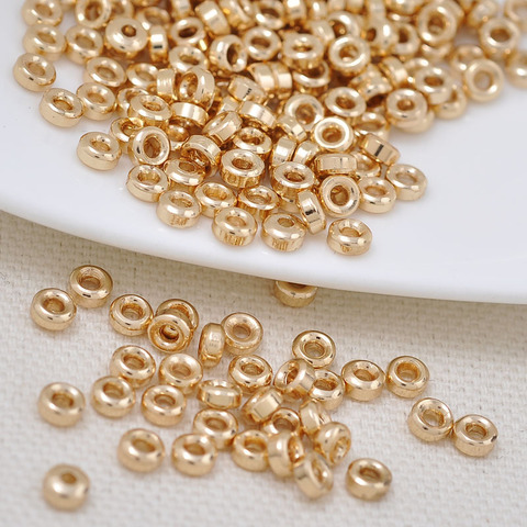 10PCS 3.5MM 4MM 5MM 6MM 24K Champagne Gold Color Plated Brass Round Spacer Beads High Quality Diy Jewelry Accessories ► Photo 1/4