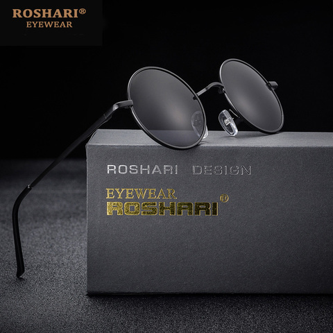 RoShari Vintage Steampunk polarized sunglasses women brand design men Round black frame black lens Sun glasses men gafas de sol ► Photo 1/6