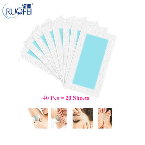 40pcs=20sheets Professional Summer Hair Removal Double Sided Cold Wax Strips Paper For Leg Body Face Epilator Set ► Photo 1/5