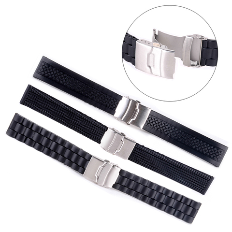 3Styles Sports Watch Band 20mm 22mm 24mm Soft Silicone Rubber Strap Steel Buckle Bracelet Wrist WatchBand watch accessories ► Photo 1/6