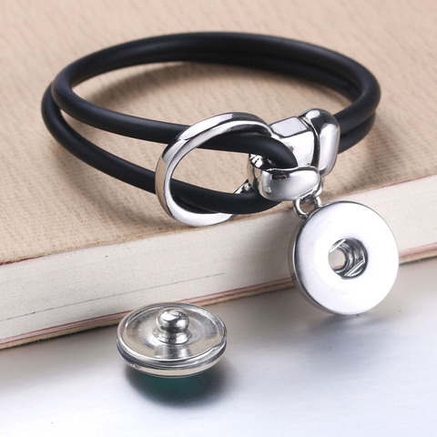 New Black 18mm Snap Button Bracelet & Bangles High Quality Rubber Bracelets For Snap Jewelry 5484 ► Photo 1/6