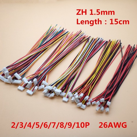 10Pcs Length 150mm Mini Micro ZH 1.5mm 2/3/4/5/6/7/8/9/10 Pin JST Connector Single Plug With Wires Cables 15cm ► Photo 1/6