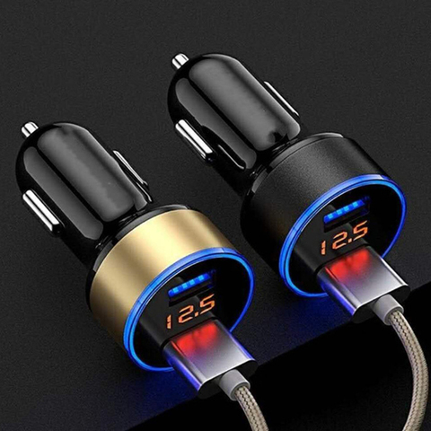 1pcs Multi-function Car Charger Dual USB QC 3.0 Adapter Cigarette Lighter LED Voltmeter For All Types Of Mobile Phones Dropship ► Photo 1/6
