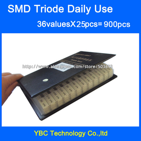 Daily Use SMD Transistor Sample Book 36valuesx25pc=900pcs Triode Assorted Kit S9012 SS8050 BAV70 2N5551 SI2300 BAT54A TL431 etc ► Photo 1/3