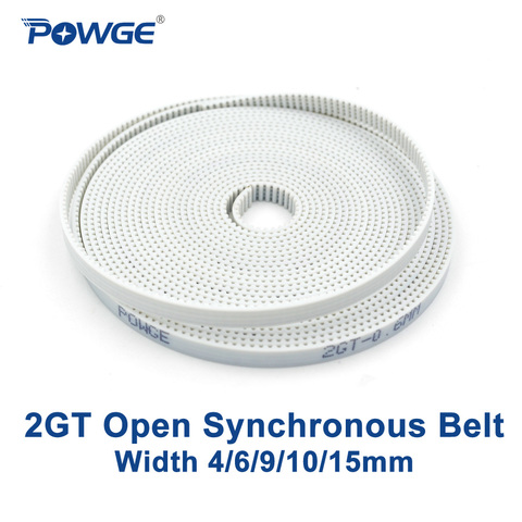 POWGE 2GT Open synchronous belt 2GT-6 width 4/6/9/10/15mm polyurethane Steel PU GT2 Timing belt Small backlash 3D printer ► Photo 1/6