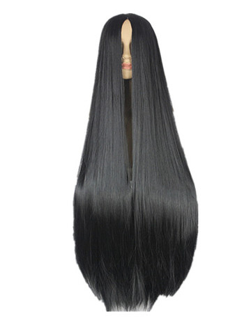 Fei-Show Black Wig 100CM/40 Inches Synthetic Heat Resistant Fiber Long Halloween Carnival Costume Cos-play Straight Hair ► Photo 1/4