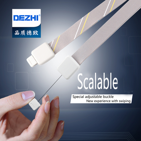 DEZHI-Retractable Polyester Lanyard for ID Name Card Holder ,Business Card Badge Holder Neck Strap Stripe&Solid,Office Supplies ► Photo 1/6