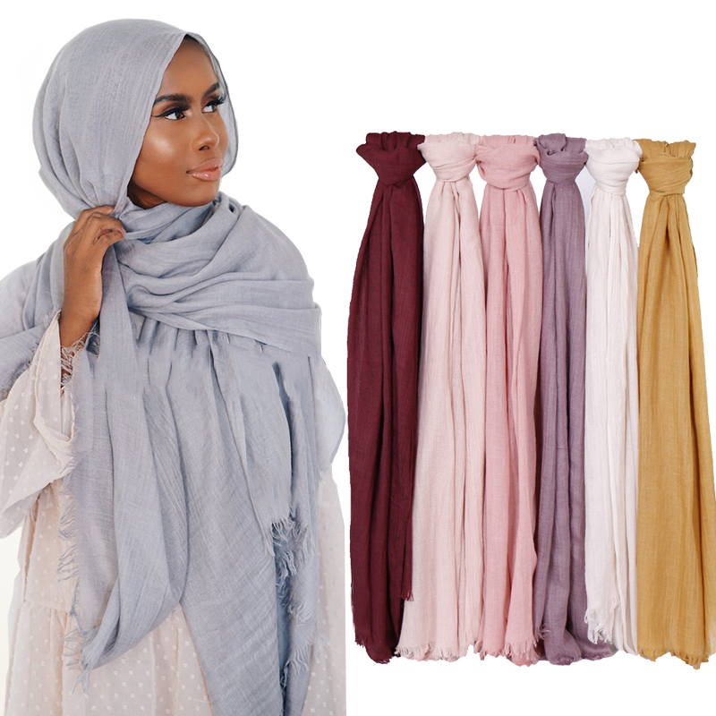 CRINKLE Plain Hijab Maxi Scarf Headscarf New Style for Ladies Women 