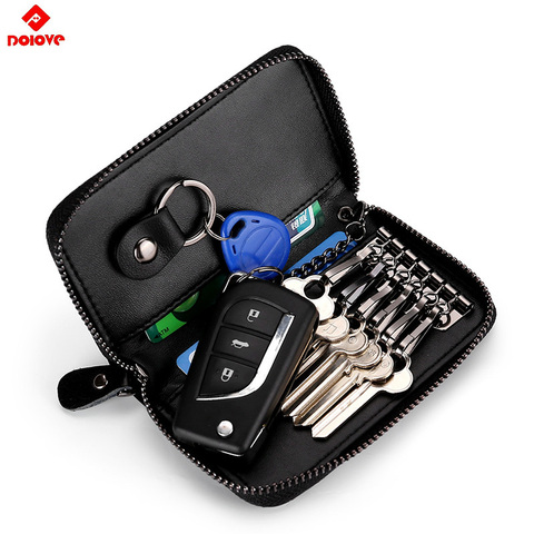 Genuine Leather Car Key Chain Ring Keys Holder Pouch Case Wallet Organizer Bag