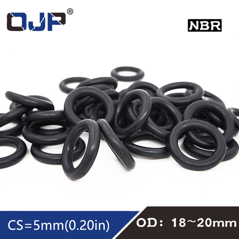 50PC/lot Rubber Ring Black NBR Sealing O Ring CS5mm OD18/20mm Nitrile O-Ring Seal Oring Gasket Oil resistance Rings ► Photo 1/1