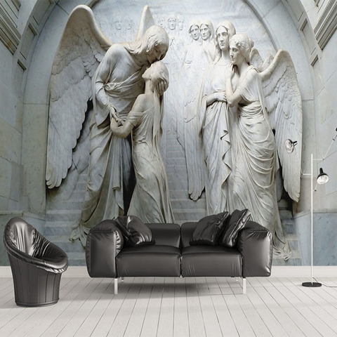 Custom Photo Wallpaper 3D Relief Angel Sculpture Mural Living Room TV Sofa Bedroom European Style Wall Paper For Wall 3 D Fresco ► Photo 1/6