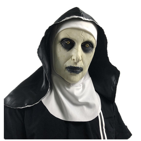 The Nun Latex Mask With Headscarf Crucifix Terror Face Masks Scary Cosplay Thriller Antifaz Para Fiesta Horror Mascara Cross ► Photo 1/6