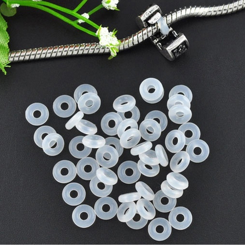 Free Shipping 20pcs White Rubber Clip Charms Safety Stopper Bead Fits European Style Pandora Charm Bracelets & Necklaces ► Photo 1/5