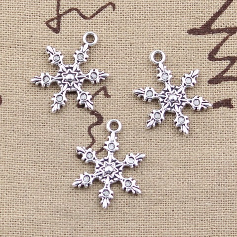 30pcs Charms Snow Snowflake 23x17mm Antique Bronze Silver Color Pendants Making DIY Handmade Tibetan Bronze Silver Color Jewelry ► Photo 1/2