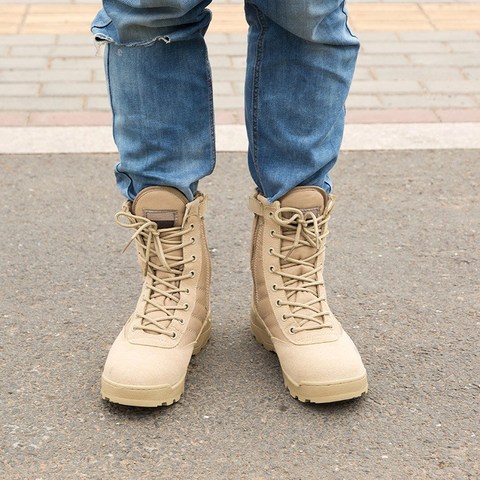 36 46 Men Womens Outdoor Climbing Hiking Boot Shoes Army Fans Combat Training Tactical Military Boots Autumn Winter Warm Shoes ► Photo 1/6