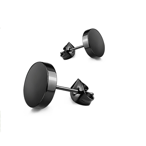 ZMZY Stainless Steel Ear Studs Earrings Black Silver Color Round Shaped Clasp Push Back Earrings for Women Men Jewelry Cool Gift ► Photo 1/5
